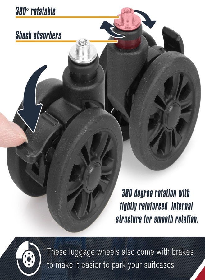 Zoofen Luggage Wheels Replacement with Brake - 2pcs Wear-Resistant Suitcase Spinner Wheels for Luggage (Black) - Image 5